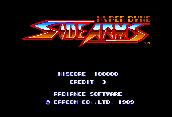Side Arms title screen for TurboGrafx-16
